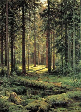  bäume - Nadelwald sonniger Tag 1895 klassische Landschaft Ivan Ivanovich Bäume